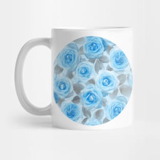 Painted Roses in Blue & Grey Mug